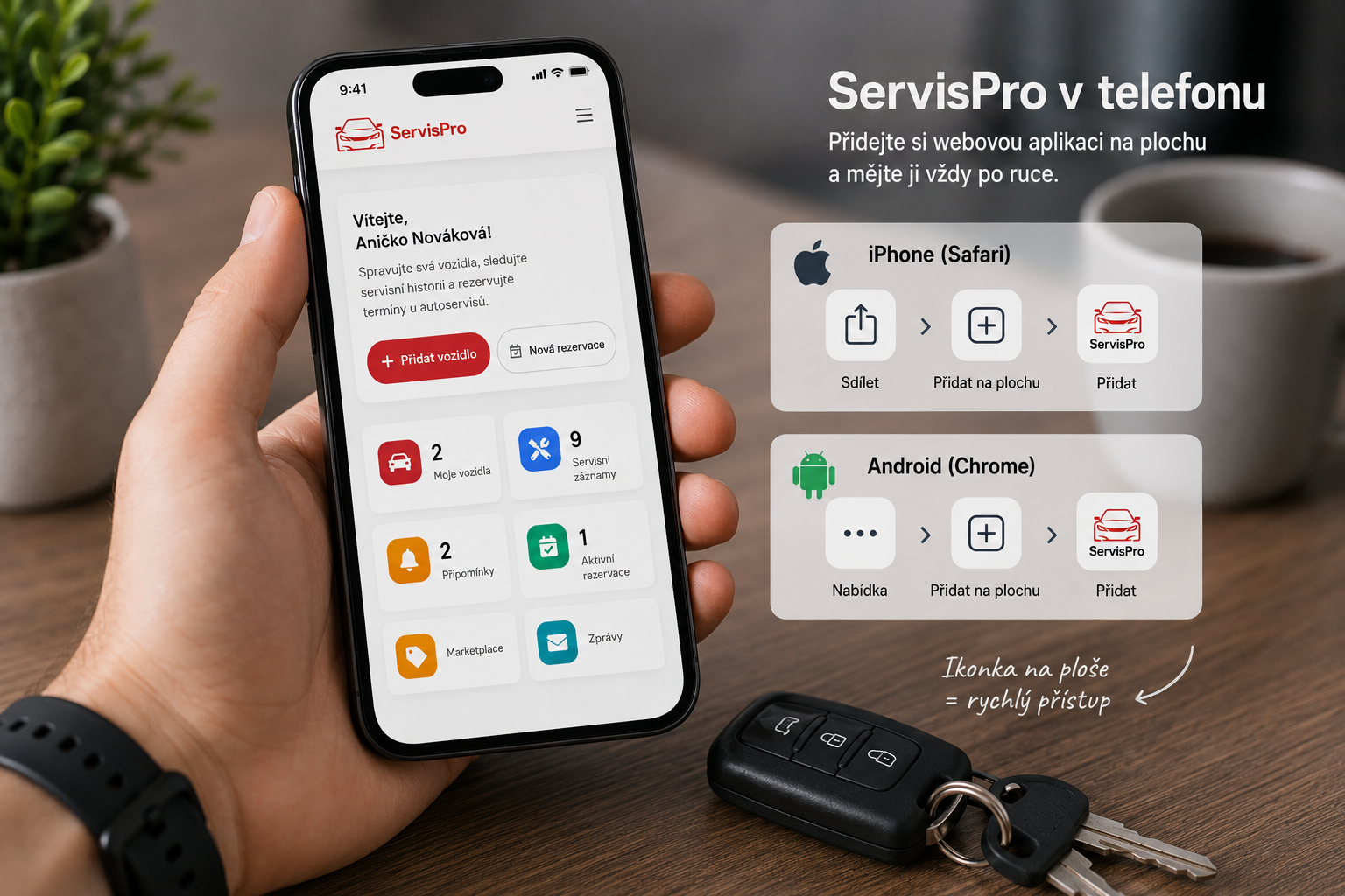 ServisPro v telefonu: Jak si přidat webovou aplikaci na plochu