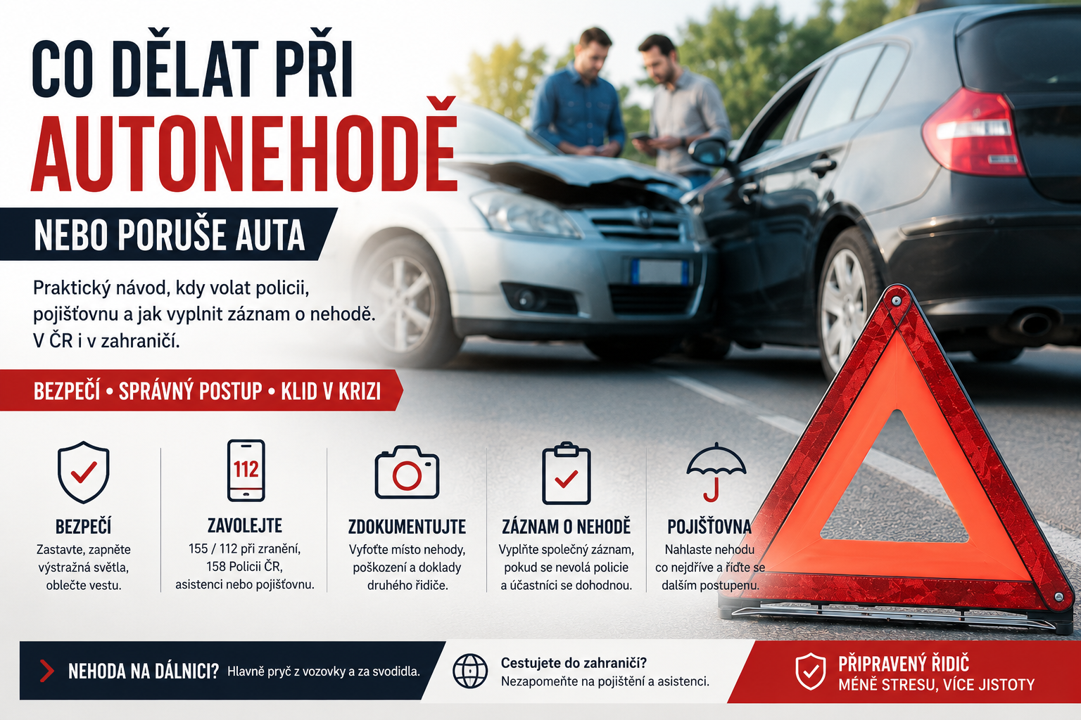 Co dělat při autonehodě nebo poruše auta: kdy volat policii, pojišťovnu a jak vyplnit záznam o nehodě