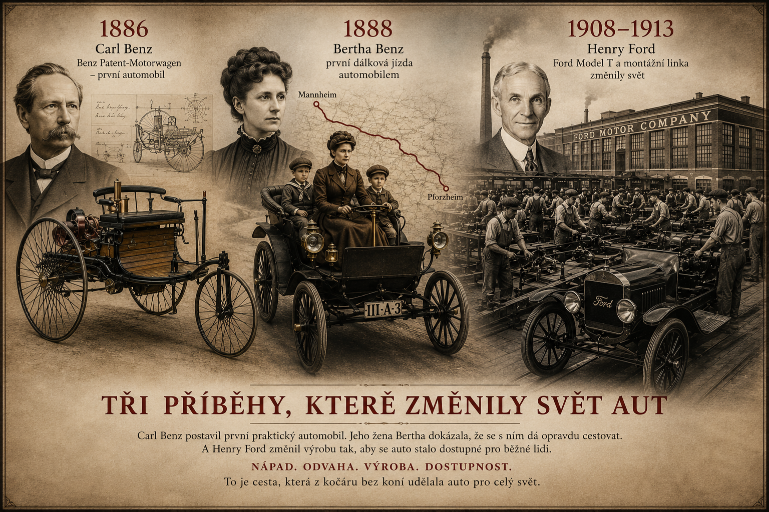 Historické okénko: Benz, Bertha a Ford. Tři příběhy, které změnily svět aut